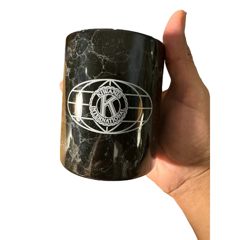 VTG Kiwanis International Ceramic pencils cup holder office desk black